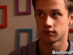 Cock hungry twink services two hung boys and receives facial